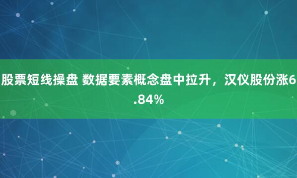 股票短线操盘 数据要素概念盘中拉升，汉仪股份涨6.84%